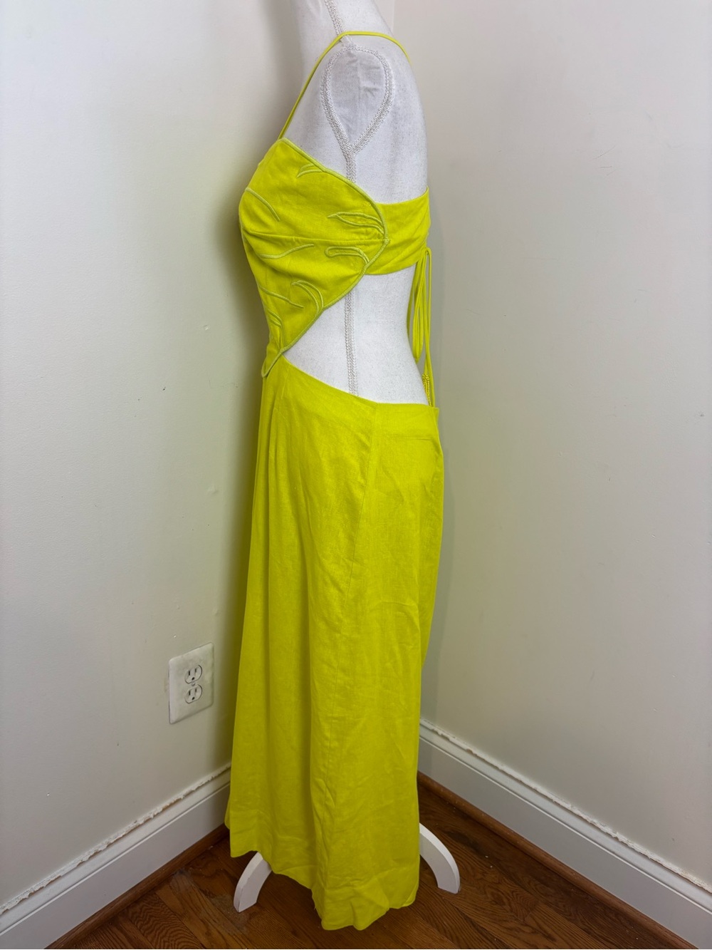 Farm Rio Lime Green Monstera Midi Dress Size Large NWT - Picture 11 of 14